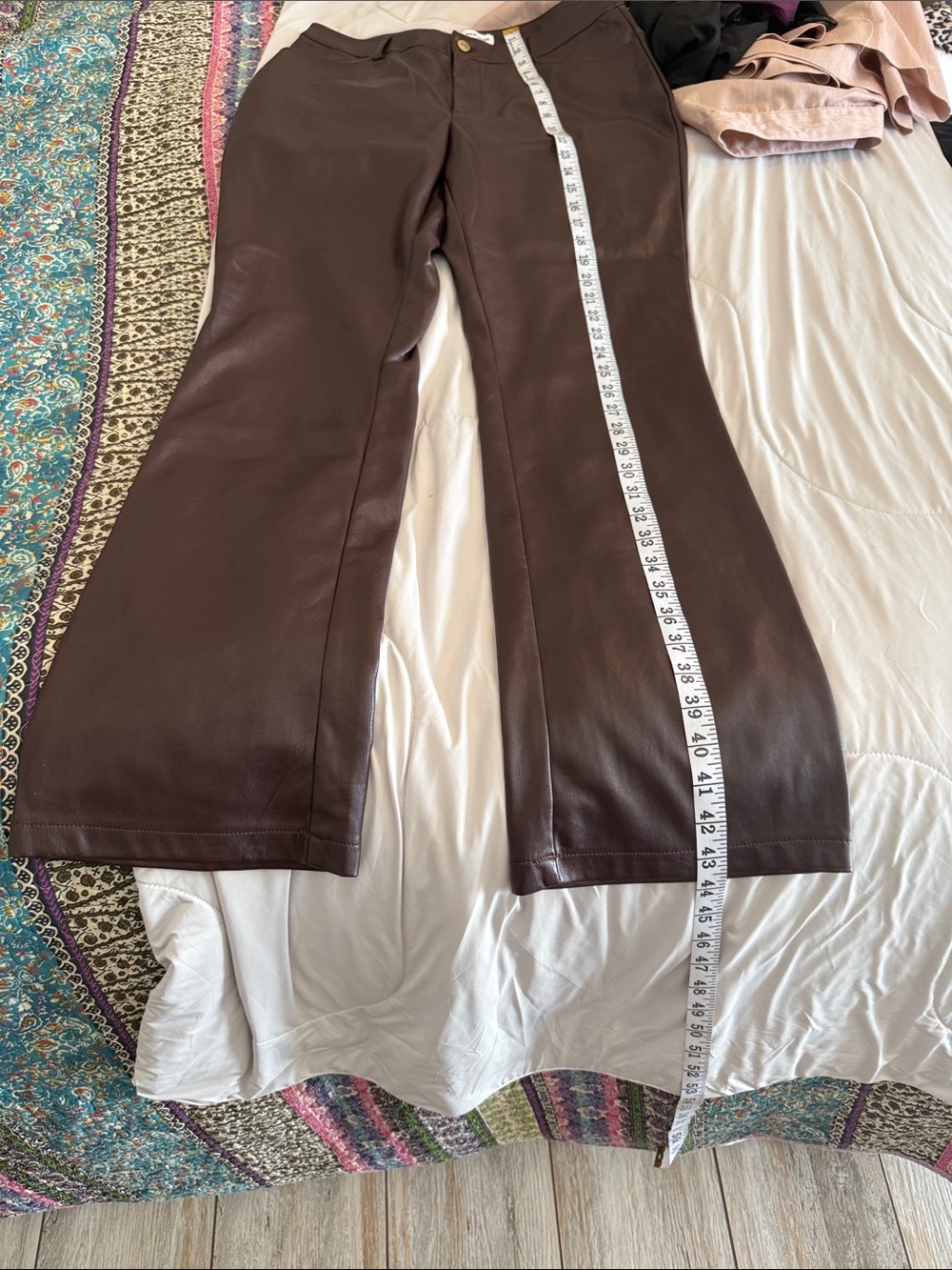 Marc New York Faux Leather Straight Leg Pants in Dark Brown - Picture 5 of 5